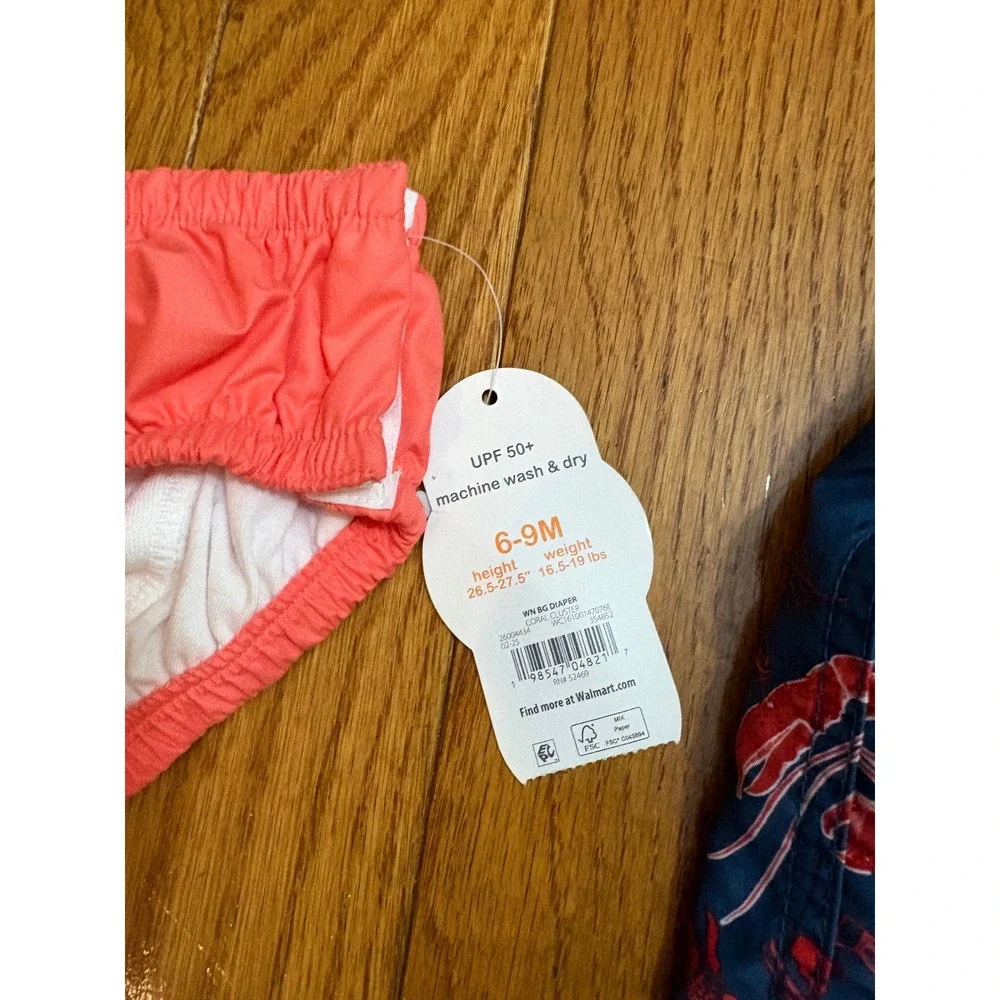 Baby unisex Swim Bundle Gap Lobster Trunks Rash Guard Reusable Swim Diapers Set